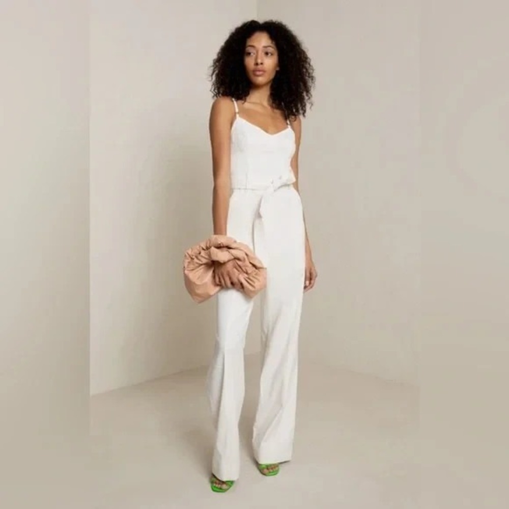 A.L.C. Womens Ivory Linen Blend Sleeveless‎ Mila Jumpsuit Size 8 Bustier Romper